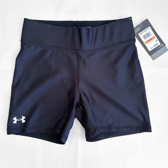 Under Armor 4” Black Compression Shorts Women S Volleyball Spandex Team Shorty - Picture 1 of 7